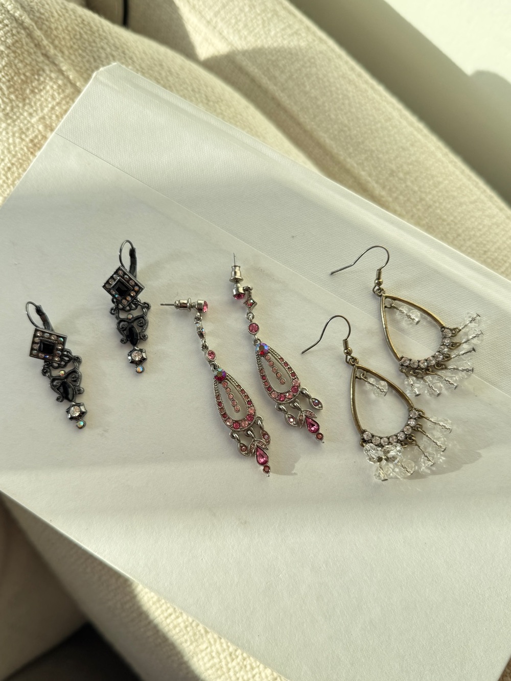 Vintage 00s Gemstone Dangle Earrings (3 pairs)